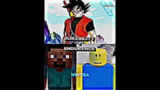 Xeno Goku vs. Steve (creative mode) & Roblox Noob (builder tools) #dragonball #minecraft #roblox