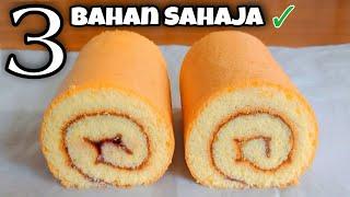 Resepi Kek Swiss Roll Lembut dan Mudah [ 3 Bahan Sahaja ] Swiss Roll Recipe | Easy Cake Roll Recipe