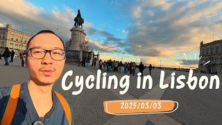 Cycling in Lisbon, Praça do Comércio - Sunset - Carnival Season - 2025 - 4K 60FPS