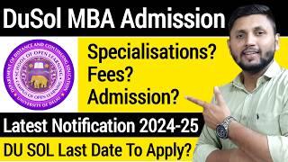 DU SOL Admission 2024 (MBA Course) | Complete Details | SOL Admission 2024 | Sol MBA Admission 2024