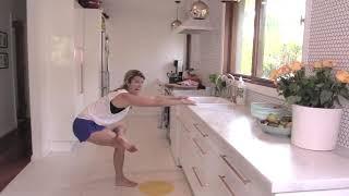 Two Minute 'Morning Stretch' Moves at the Kitchen Bench