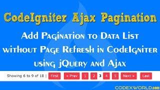 Ajax Pagination in CodeIgniter Framework