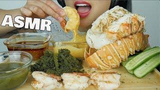 ASMR GIANT LOBSTER TAIL + SEAFOOD CHEESE SAUCE + SEAGRAPES (EATING SOUNDS) NO TALKING | SAS-ASMR