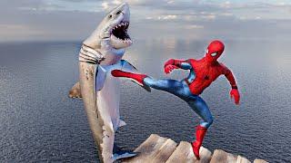 Spiderman vs Shark - ragdoll simulation