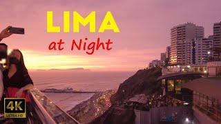 4K Walking Tour: Lima, Peru at Night |  Miraflores District