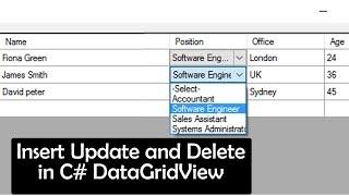 Insert Update and Delete in C# DataGridView