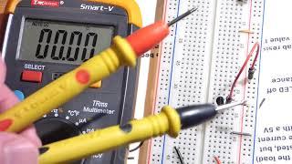 Multimeter current and gain hFE Test measurements for future video by electronzap