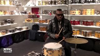 Steve Jordan Checking Out The New Snare Drum Vault at Memphis Drum Shop