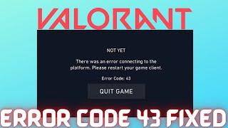 Valorant VAL 43 Error Code (How to Fix Easily️) windows 10 2021 100% fix | valorant error 43