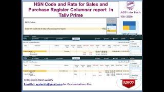 HSN Code and Rate for Sales and Purchase Columnar Register report  In Tally Prime AGSTECH TALLYTDL