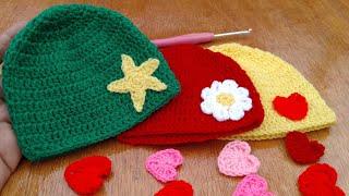  Easy Crochet Baby Hat Beginners with Star Guide 0-3months