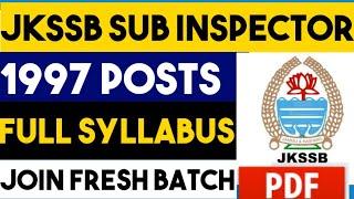 Jkssb Sub Inspector Syllabus || Full Details || Subjects,Topics,Weightage @CareerSuccessJammu