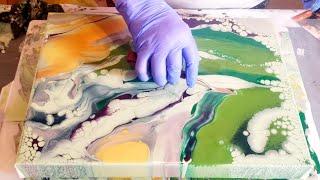 Puddle Pour Pearl Cells | Acrylic Pour Painting | Cloud Effects