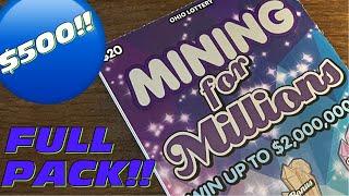 MINING FOR MILLIONS!! $500 FULL BOOK!! OHIO LOTTERY SCRATCH OFFS!!
