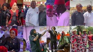 Kcee and his masquerades, Shaffy bello, Peter Obi, Alex Otti at the burial of Adobi Nwapa's Father