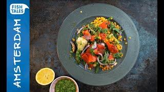 How to prepare a Smoked Salmon and Lentil Salad with Arugula pesto