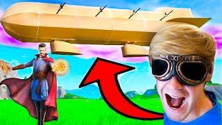 Real Life FORTNITE BLIMP Build - Working Cardboard Box Fort