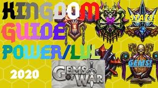 ULTIMATE KINGDOM GUIDE | Gems of War Kingdom Level and Power | Stats, Gems, Tributes, Gold, Glory