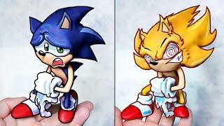 [FNF] Making Sonic & Fleetway Super Sonic Sculpture Timelapse [Chaos Nightmare] Friday Night Funkin'