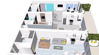 3 Studio apartments - 3D Model Space planning