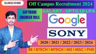 Google Recruitment 2024 for Graduates | Sony Recruitment | Software Engineer & Data Science Role