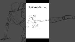 How to draw fighting pose, #shorts