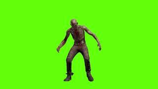 Zombie screams and runs green screen