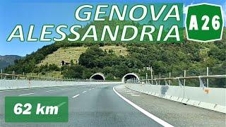 A26 | Driving in ITALYA | from GENOA to ALESSANDRIA | The Tunnel Highway