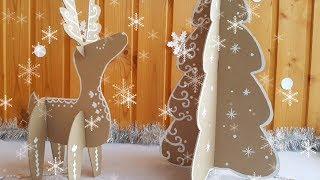 Christmas Tree and Deer with cardboard. Christmas recycled crafts