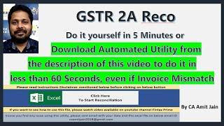 GSTR 2A Reconciliation in few Easy Steps in Excel in 5 minutes