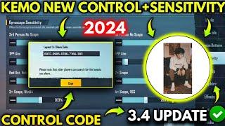 WORLD NO.1 BEST SENSITIVITY  |   KEMO 3.4 SENSITIVITY 2024 | BGMI | PUBG MOBILE |