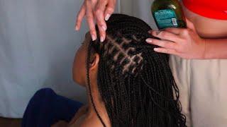 ASMR oiling scalp and counting braids  on Adrianna - extremely tingly (whisper)