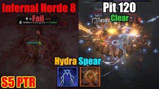 Diablo 4 PTR | Hydra Spear Sorc | Infernal Horde 8 + Pit 120