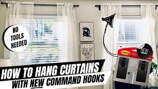 HOW TO HANG CURTAINS WITH THE NEW COMMAND CURTAIN HOOKS| NO HOLES OR TOOLS| APARTMENT FRIENDLY