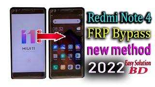 Redmi Note 4 Frp Bypass।MIUI11 Update)Google Account Bypass Without Pc 100% Free New  solution 2022।