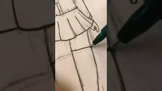 Drawing a anime school girl #drawing #shorts #summer