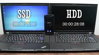 Сравнение скорости загрузки SSD и HDD дисков. Разница в 2 раза!