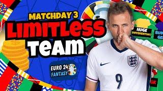 BEST LIMITLESS TEAM FOR MATCHDAY 3! Build The Best Limitless Draft! Euro 2024 Fantasy