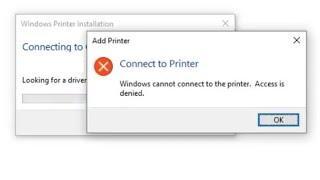 Windows cannot connect to the printer. Access is denied.