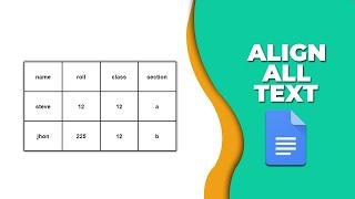 How to align all text in a Google Docs table