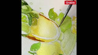 Refreshing summer drink with Grabie 100 colors watercolor