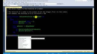 SQL Server Program to Find Factorial of a Number