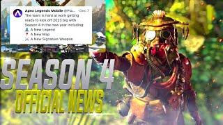 Finally season 4 official news is here  || APEX LEGENDS MOBILE season 4 all details mighty Legend