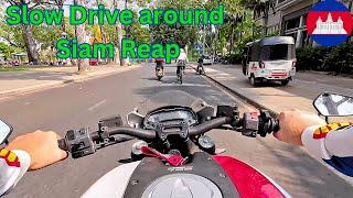 Siam Reap City by Motorcycle. Drive around Siam Reap. Look at the city