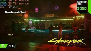 Cyberpunk 2077 benchmark test RTX 3050 (DLSS auto) Ray tracing Low, Medium, Ultra, Overdrive