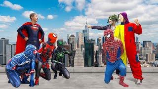 TEAM SPIDER-MAN vs BAD GUY TEAM || Hey SUPER-MAN...! Rescue SPIDER-MAN From JOKER ?? ( Live Action )