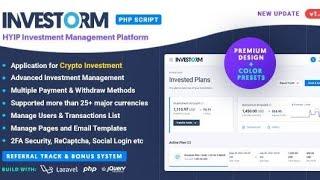 Complete HYIP investment Platform | Website with INVESTORM - Advanced Investment PHP Script 2022