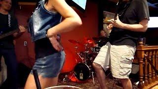 Hot trio jams James Brown while crazy woman is possessed with funk dance fever!