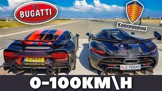 ALL Koenigsegg VS ALL BUGATTI (2005-2023) [VEYRON CHEYRON DIVO] 0-100 ACCELERATION