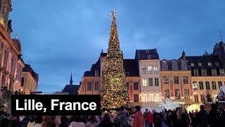 Lille (France) City Centre & Christmas Market walking tour – 26 November 2023 [4K]